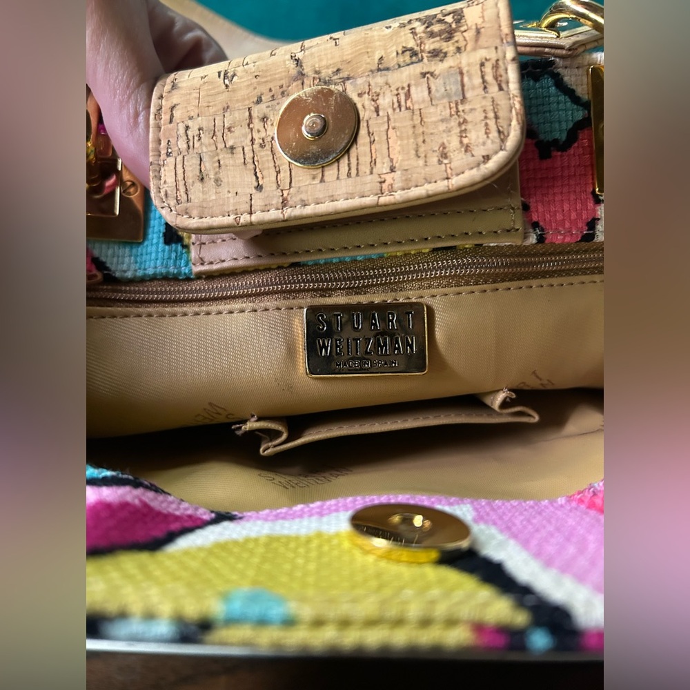 Stuart Weitzman pattern canvas shoulder bag - Picture 6 of 7